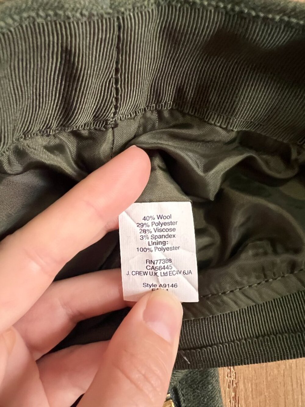J.Crew Wool Blend Olive Green Mini Skirt Size 4 - Picture 6 of 7